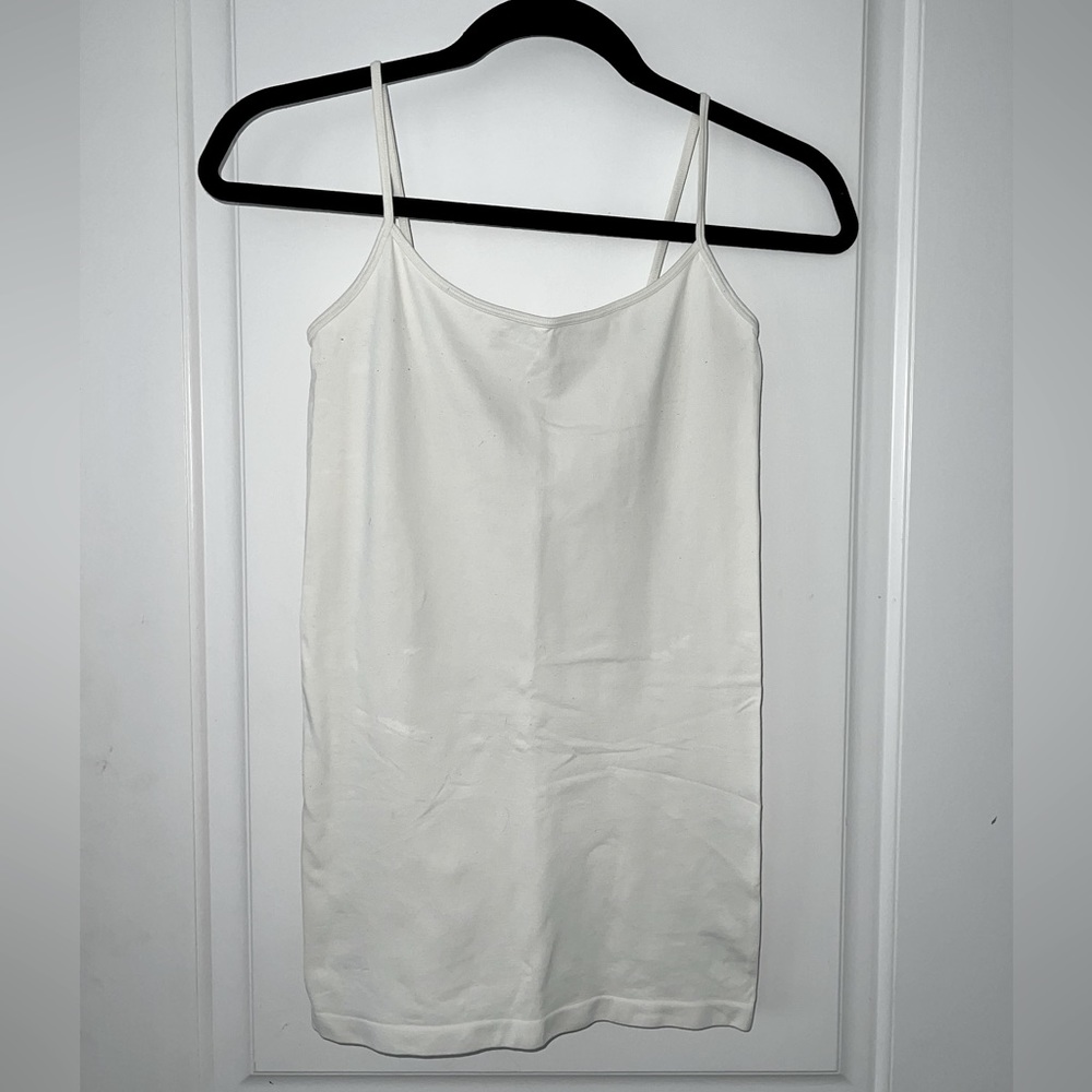 Cream Colored Early 2000s Authentic Sugar Lip Tank Top Extra Long